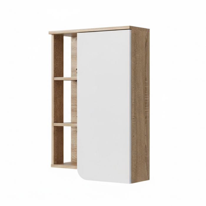 Armoire murale Karen 50x75cm avec porte et compartiments ouverts Sonoma/Blanc Vicco 40736