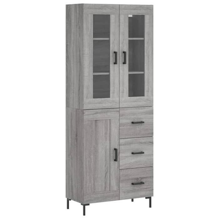 Buffet haut - UU - Grand espace - Sonoma gris - 69 5x34x180 cm - Bois dingénierie C1387