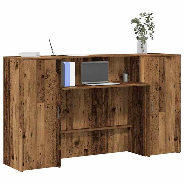 vidaXL Bureau de réception vieux bois 180x50x1035cm bois dingénierie comptoir de réception réception de salon comptoir 3324212