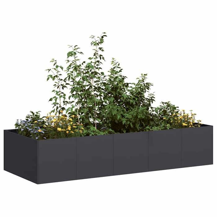 vidaXL Jardinière noir 200x80x40 cm acier pot de fleurs support de plantes lit surélevé support de jardinière bac à 860752