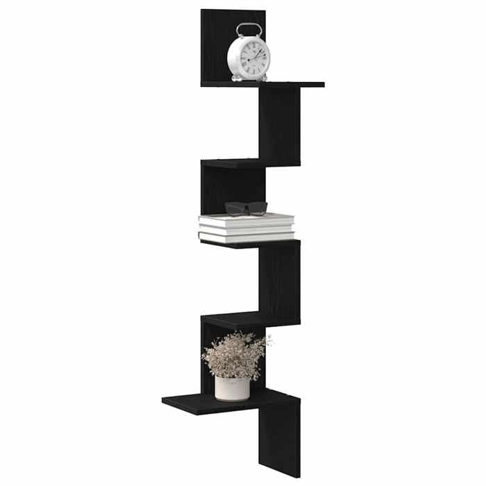 vidaXL Étagère dangle murale noir 32x32x1275 cm bois dingénierie étagère murale étagère suspendue étagère murale 860518