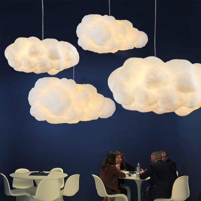 Simulation Nuage Pendentif Lumière Creative Coton Nuage Lustre Plafonnier Nuage Décoratif Plafonnier Pendentif（40*20CM）
