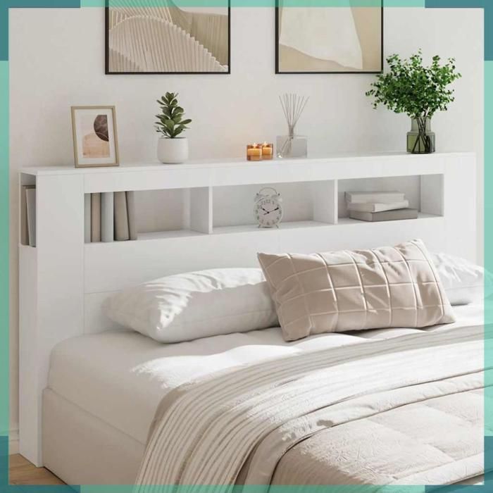 ASHATA Tête de lit à LED blanc 200x185x1035 cm bois dingénierie -FHE837365