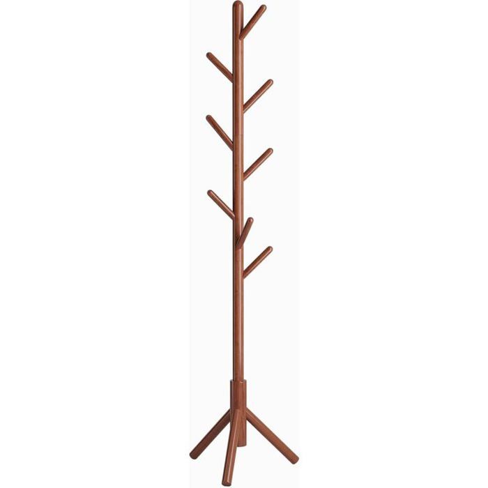 Portemanteau en Bois 8 Crochets Porte Manteau sur Pieds Assemblage Facile Marron ODIPIE