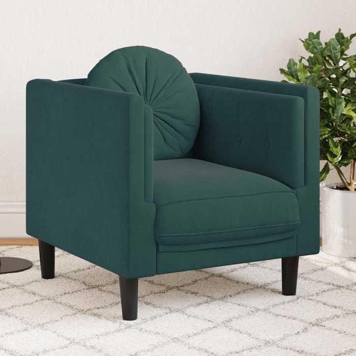 Fauteuil ergonomique GKK Canapé simple avec coussin vert foncé velours - @1059