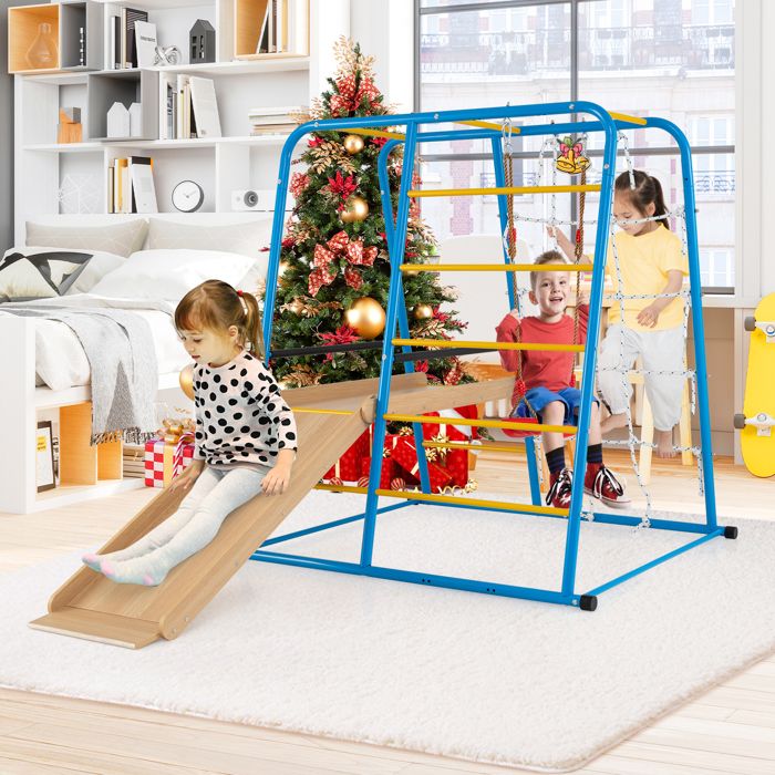 COSTWAY Escalade Enfant Montessori Parcours Motricité Bébé avec Toboggan et Balançoire pour Garçons et Filles de 3+ Ans