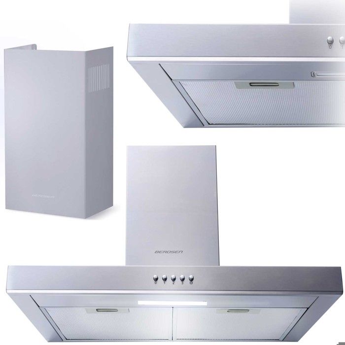 Hotte de cuisine cheminée inox - JANSHOP - 60 cm - Éclairage LED - 3 niveaux defficacité