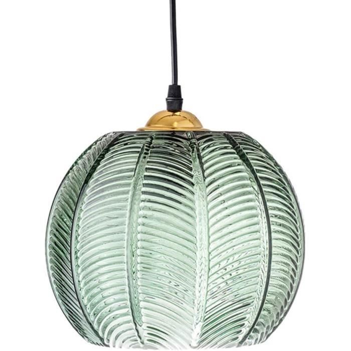 Suspension en Verre Vert Clair Abat-Jour Moderne éclairage de Plafond Art déco Lampe Salon Salle à Manger E27 Multicolore LUSTRE