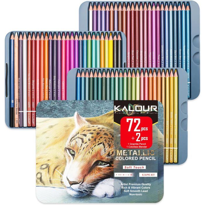 WUFANC Ensemble 72 Crayons Crayon de Couleurs - Pochette Crayon De Couleur Portable - Crayons