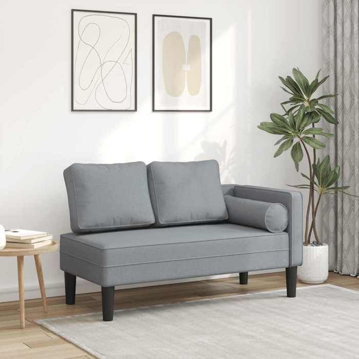 Printemps/été 2025 Chaise longue VIDAXL avec coussins gris clair tissu - 116.5x62x57.5 cm LV6320