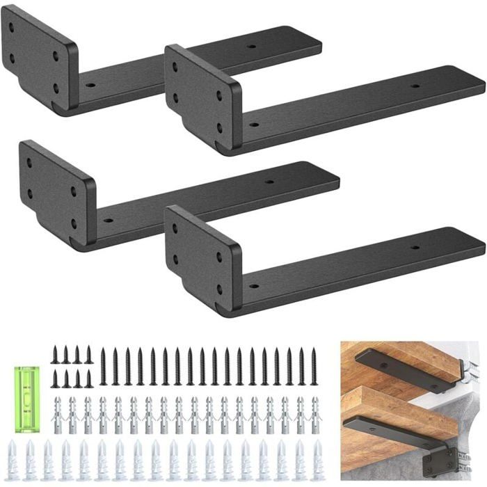 Support détagère - Lot de 4 - Métal robuste - 20 cm - Capacité 75 kg
