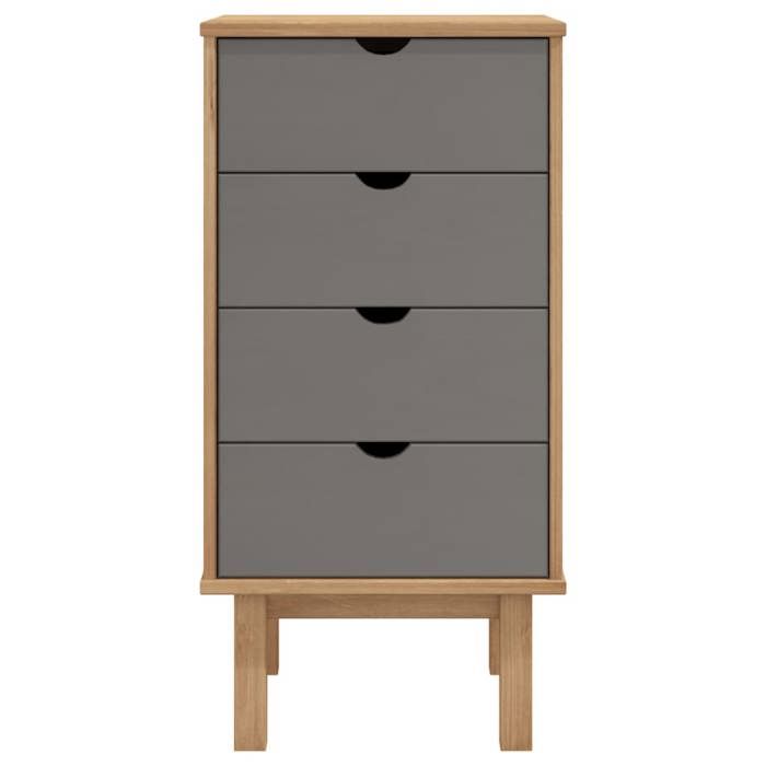Gris Commode salon/BUFEET - JILLS - Avec rangement - OTTA marron et gris 45x39x90 cm - bois de pin massif LV730