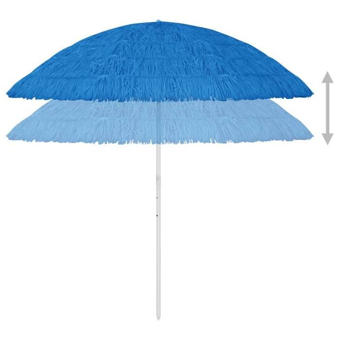 Parasol de plage - WIENS - Hawaii - Bleu - 300 cm - Polyester - Résistant aux UV - Inclinable - Diamètre 260 cm