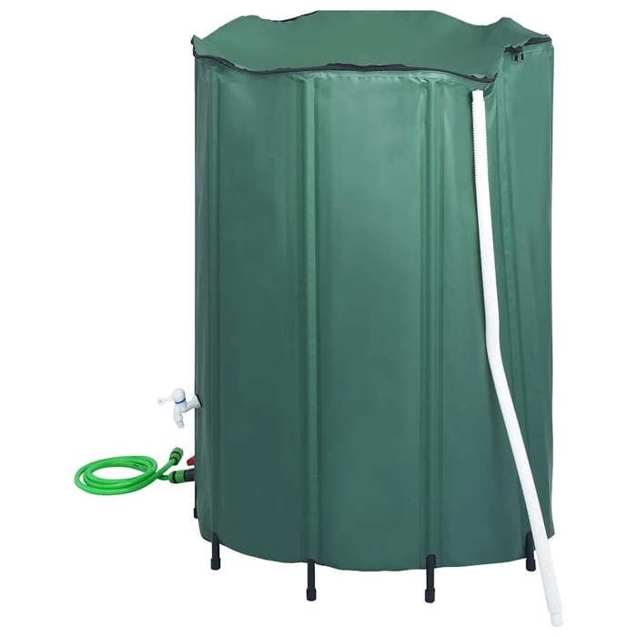 Réservoir pliable deau de pluie - WIENS - 1250 L - Vert foncé - 120x110 cm - Robinet inclus - Pliable - PVC durable