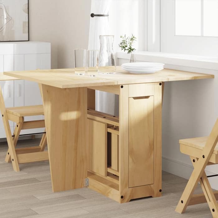 Automne/hiver Brun Table à manger papillon pliable Corona cire marron bois de pin - Hauteur:60cm DEC4007906
