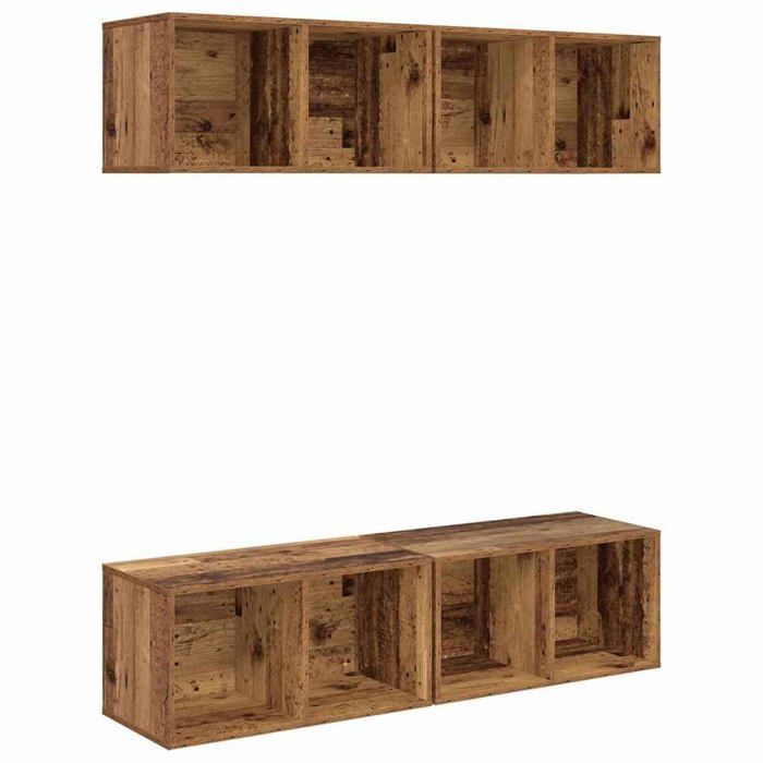 Meuble TV mural en bois recyclé - vidaXL - 37x37x72 cm - Vieux bois - Étagères modulaires - Montage mural