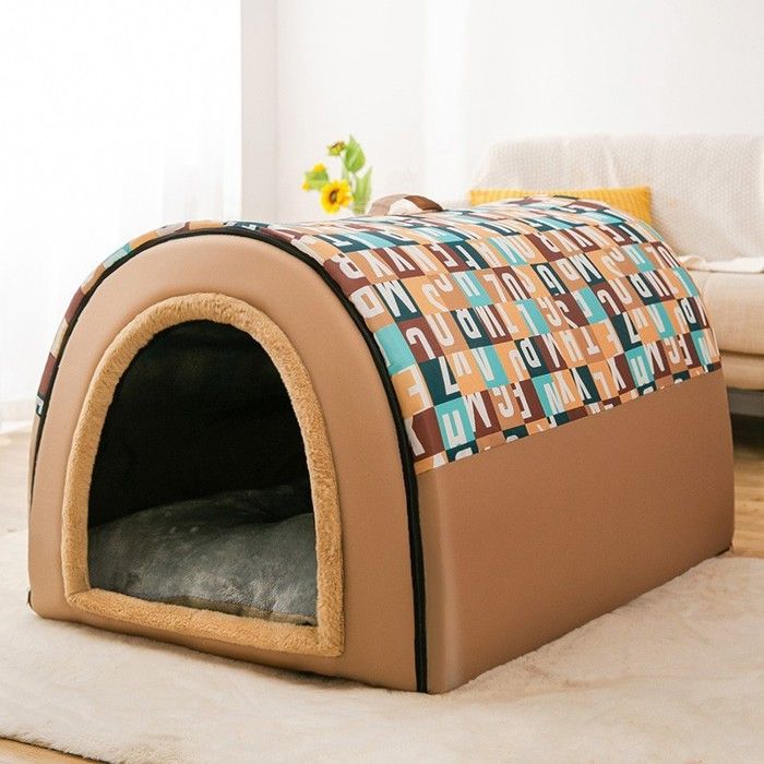Niche pour Chien Interieur Confortable Taille XL pour Chien Moyen 2 en 1 Niche Chien Interieur Maison Portable pour ChienMarron