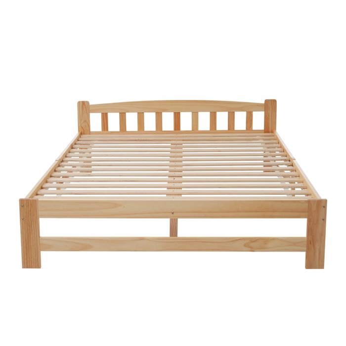 Lit double en bois de pin massif avec tête de lit 140x200 cm EVRYAE
