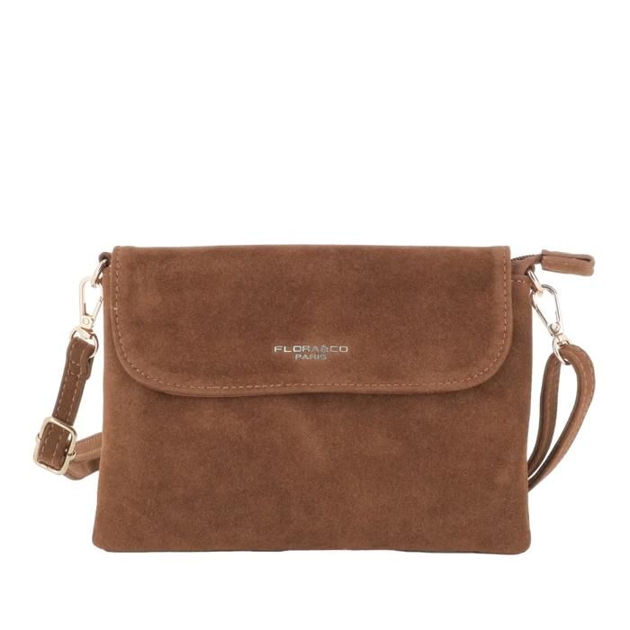 Flora Co Paris - Petit sac bandoulière similicuir daim femme - Élégant chic modern - Camel Flora Co Paris - Petit sac bandoulière similicuir daim femme - Élégant chic modern - Camel