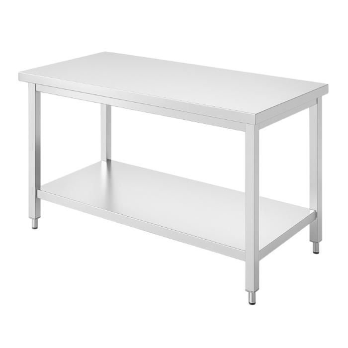 Table centrale inox - 800 x 700 mm - Acier inox AISI 201 - Étagère inférieure - Hauteur 850 mm