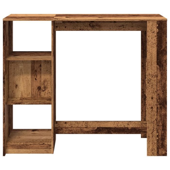 (NEW 2026)Table cuisine(Rectangle) SOLOMON Brun Table de bar - FAFA-TOP - Meuble de cuisine - avec étagère vieux bois - Bois dingén