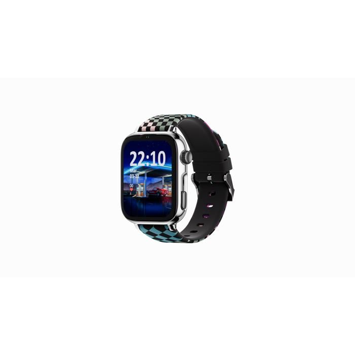 SaveFamily SaveWatch Plus 2 Montre pour Enfant GPS Appels Whatsapp App Store - Argenté et Bracelet en Silicone Loop