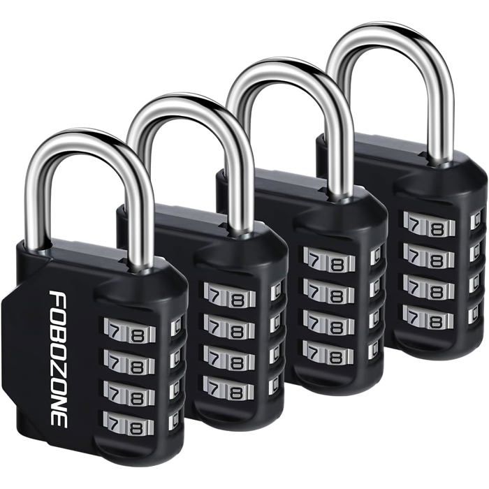 Cadenas à combinaison étanche - Unbrand - Lot de 4 cadenas - Code réinitialisable - 4 chiffres - Imperméable Cadenas à combinaison étanche - Unbrand - Lot de 4 cadenas - Code réinitialisable - 4 chiffres - Imperméable