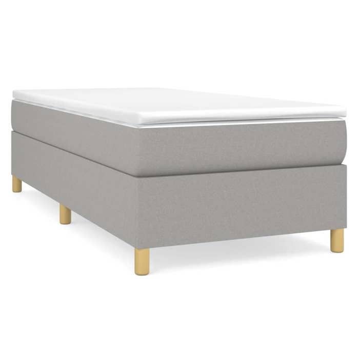LIT - Cadre de lit à lattes simpleLit 1 personne gris clair 90x200 cm tissu - pour adulte BE3818314