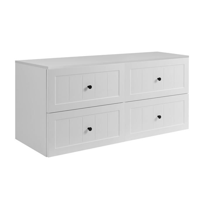 Meuble sous vasque - 160 cm (2x80) - Blanc mat - Double vasque - Poignées 3 couleurs incluses