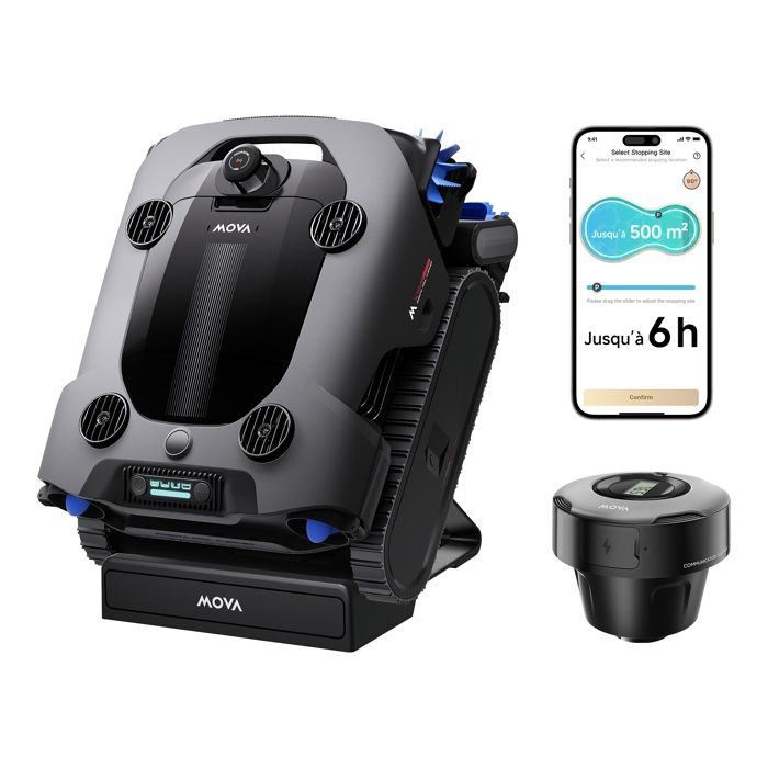 MOVA Rover X10 Robot nettoyeur piscine IA OMNI 7-en-1 38 000 L/h AquaScan LDS app 500 m²