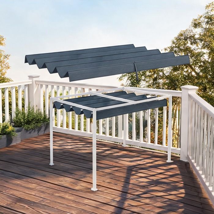 Toile de remplacement pour pergola 3x25 m design épuré polyester classique gris foncé