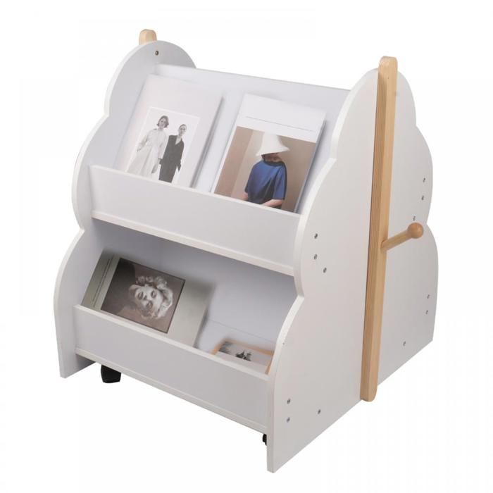 KEDIA Bibliotheque Enfant Bois (50X54X61)CM 4 roues pour chambres denfants Crèche et salle de classe Etagere Range LivreBlanc