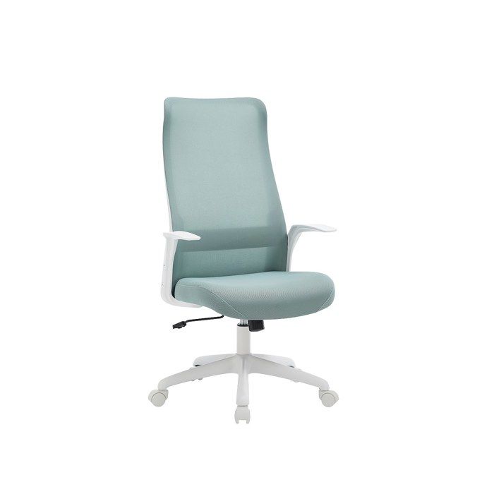 Fauteuil de bureau - Tissu - Bleu et blanc - Hauteur réglable - LATYRA Fauteuil de bureau - Tissu - Bleu et blanc - Hauteur réglable - LATYRA