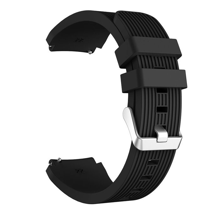 1 Bracelet silicone rayures droites 22 mm compatible Galaxy Watch3 45mm sport noir .