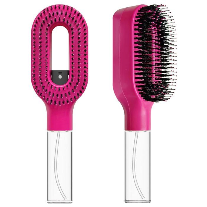 Brosse Démêlante 2 en 1 avec Spray Intégré 50 ml Anti-Nœuds et Anti-Frizz pour Cheveux Bouclés Ondulés ou Lisses Usage Humide et S