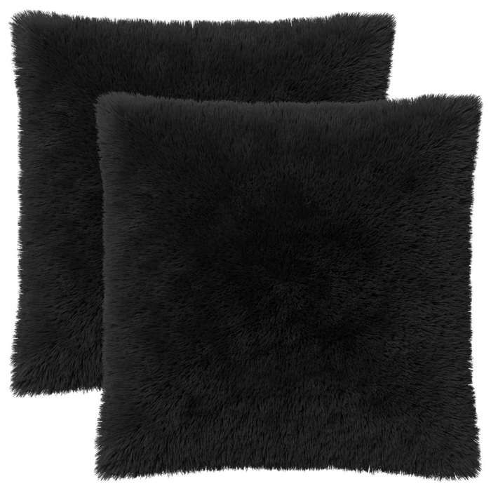 Coussin avec oreiller Fleece PV - HEERLEN - Lavable - Imperméable - Polypropylène - Noir - 70x70 cm - 2 pcs