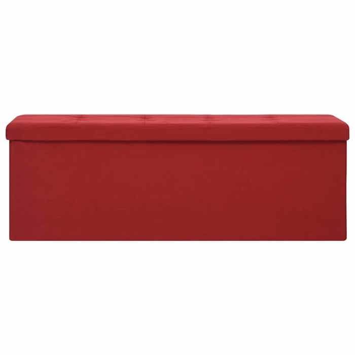 Elégance-Chic Banc de rangement pliable Faux - Rouge bordeaux - lin - 110 x 38 x 38 cm - Meuble banquette_001694353
