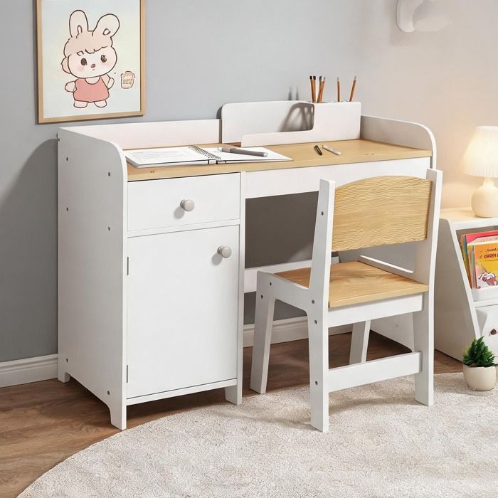 Table A Manger Avec Chaises en MDF Blanc 80 x 39 x 59 cm - Blanc MDF 80 x 39 x 59 cm Ref MDBJC8