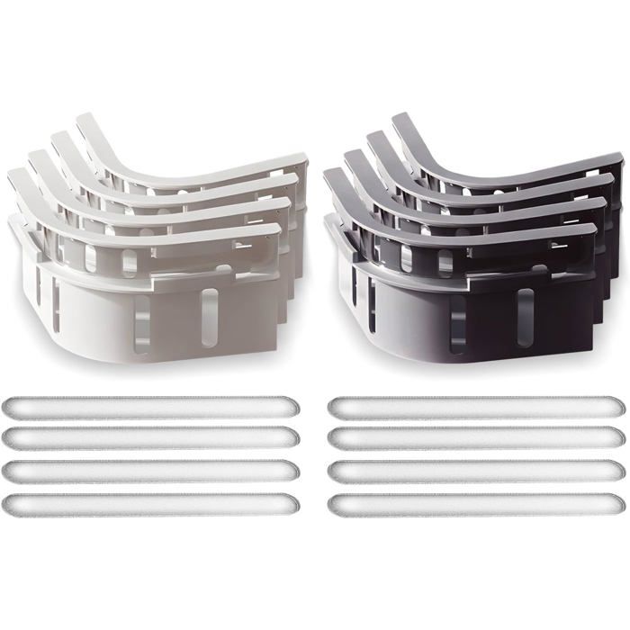 Lot De 8 Attaches De Drap-Housse Avec Bandes De Verrouillage Blanc Et Gris Pour Maintenir Les Draps En Place