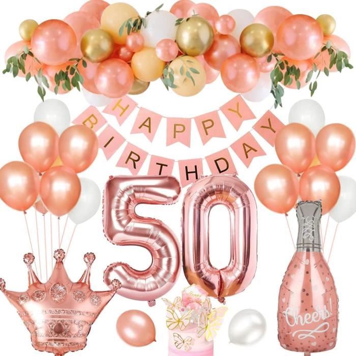 50 Ans Decorations Anniversaire Femme Or Rose Ballon Anniversaire 50 Ans Fournitures De Fete Banniere Joyeux Anniversaire 348 Cdiscount Maison