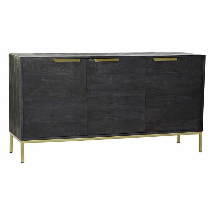 Buffet bas - Item Home - Bois de manguier - Noir - 3 portes - 145 x 43 x 77 cm