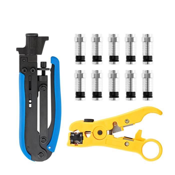 Pince à Sertir Câble Coaxial RG58 RG59 RG6 - Compatible Connecteurs BNC SMA - Outil Professionnel