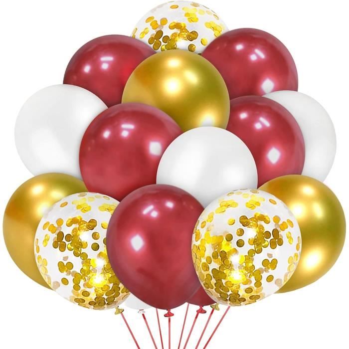 Lot De 50 Ballons À Confettis Rouges Et Dorés, 30,5 Cm, Bordeaux Métallisé,  Doré Et Blanc Pour Mariage, Anniversaire, Fête P[u735] - Cdiscount Maison