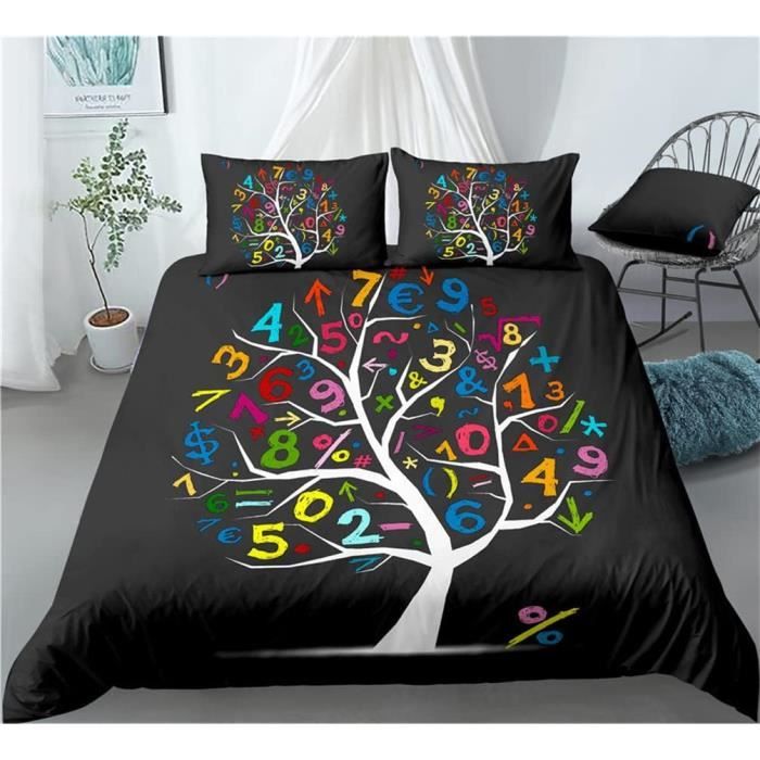 Housse de Couette - Arbre Rouge - 140x200 cm - 3D Imprimée - 2 Taies d Housse de Couette - Arbre Rouge - 140x200 cm - 3D Imprimée - 2 Taies d