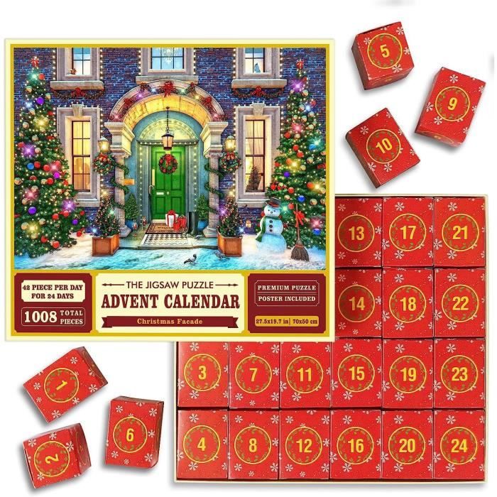 Advent Calendar 2023 Christmas Puzzle, Christmas Puzzle For Adults And Kids 1008 Pieces 24 Boxes Of Puzzles For Countdown To Christmas