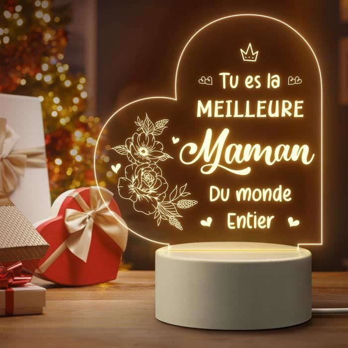 Cadeau Maman Noel, Cadeau Fete Des Meres, Cadeau Anniversaire Maman -  Veilleuse Gravée Lampe, Idée Cadeau Pour Maman, Cadeau[u104]