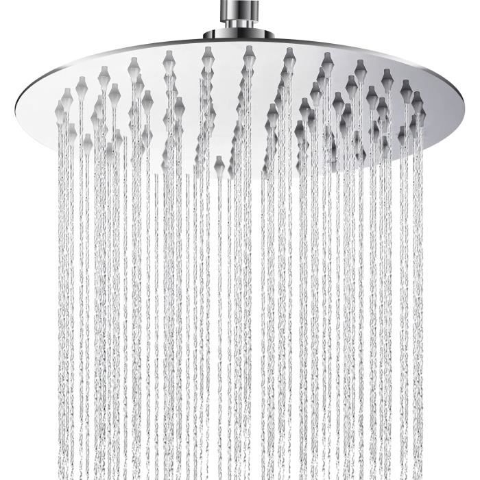 Pommeau De Douche Carré 12 Pouces Inox 304 - Haute Pression Anti-Calcaire - Rotatif 360° - Facile à Nettoyer
