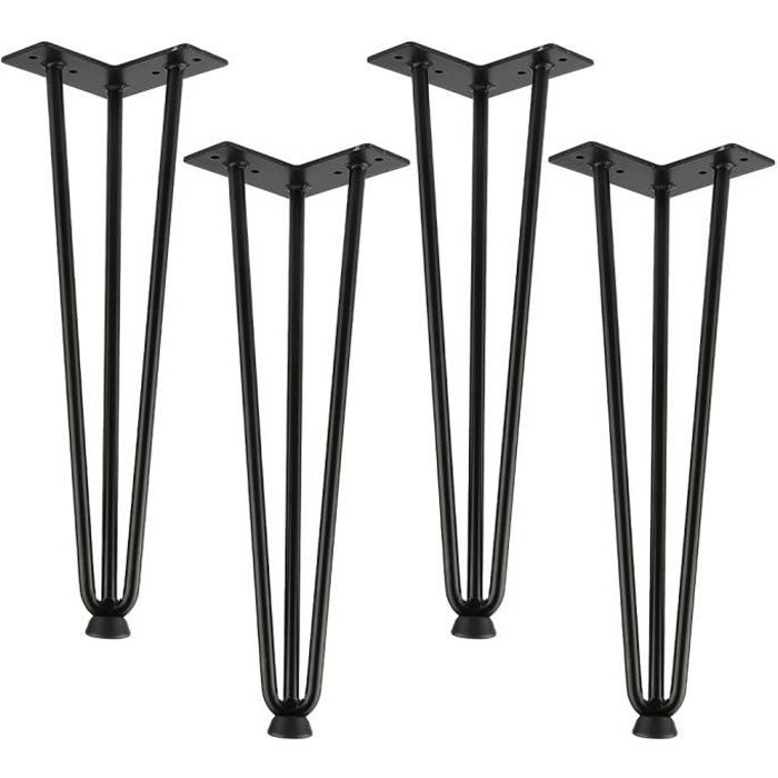 Epingle DIY Pied de Table Basse Pieds en épingle à cheveux pour Table à Manger Bureau Table en épingle à cheveux modernes 4pcs 10 cm Noir Pieds de Table Metal Pieds de Meuble Pieds