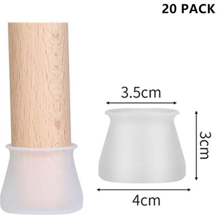 JTENG Silicone Transparent Embout de Chaise avec Coussinets en Feutre Convient Uniquement aux Pieds de Chaise Ronds Perpendiculaires au Sol 16Pcs Protection Pied de Chaise