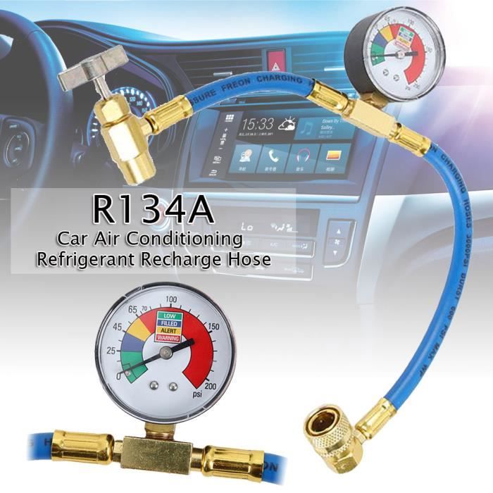 VICICA Recharge de réfrigérant de climatisation de voiture R134A, jauge de  gaz de tuyau de mesure